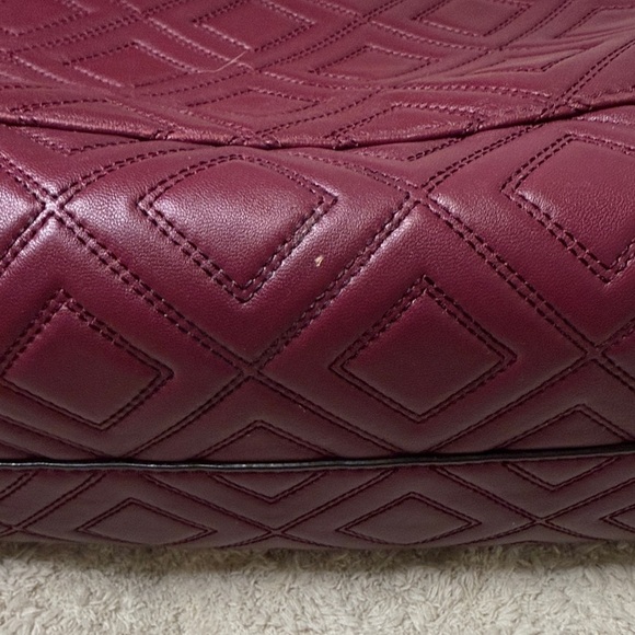 Tory Burch Fleming Triple Compartment Tote Burgandy - Picture 8 of 16